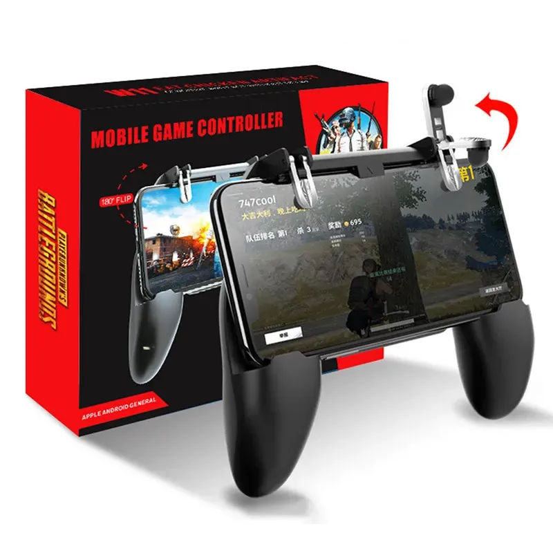 Pubg Mobile Game Controller Gamepad Joystick Fire Trigger Supports phones up to 6.5 inches For iPhone & Android Phones (W10)